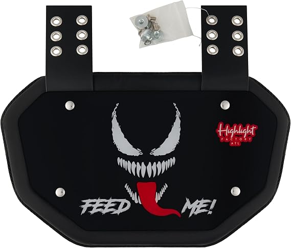 Feed Me Chrome Football Back Plate - Lower Back Protection for Shoulder Pads - Back Bone Protector Shield Backplate for Youth & Adult