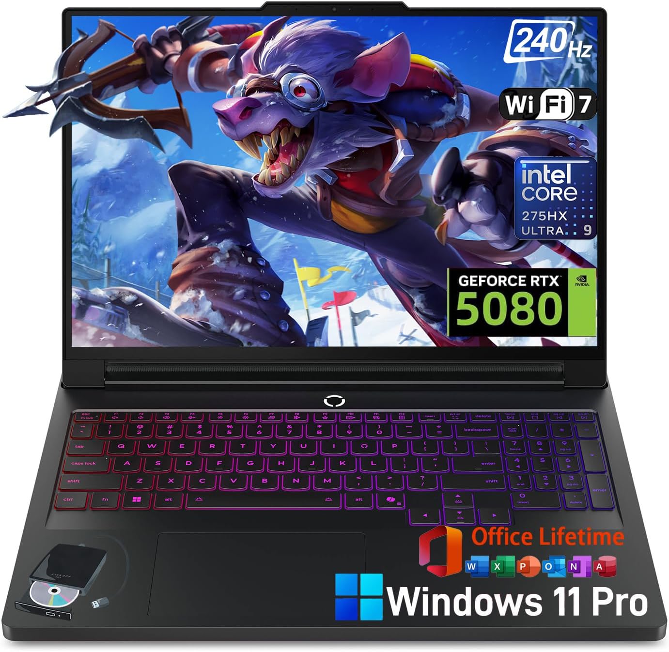 Lenovo Legion Pro-7i Gen10 Gaming Laptop - NVIDIA RTX 508016GB GDDR7, Intel 24-Core Ultra 9 275HX, 16 WQXGA 240Hz OLED, WiFi7, Bluetooth 5.4, Windows 11 Pro, Office Pro Lifetime, 64GB DDR5, 2TB SSD