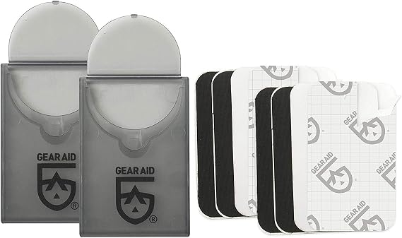 GEAR AID Tenacious Tape Mini Patches with Compact Pocket Case to Repair Holes and Tears in Micro Down Jackets, Vests, Tents, Rain Gear, and Outdoor Gear, 12 Patches (6 Clear, 6 Black)