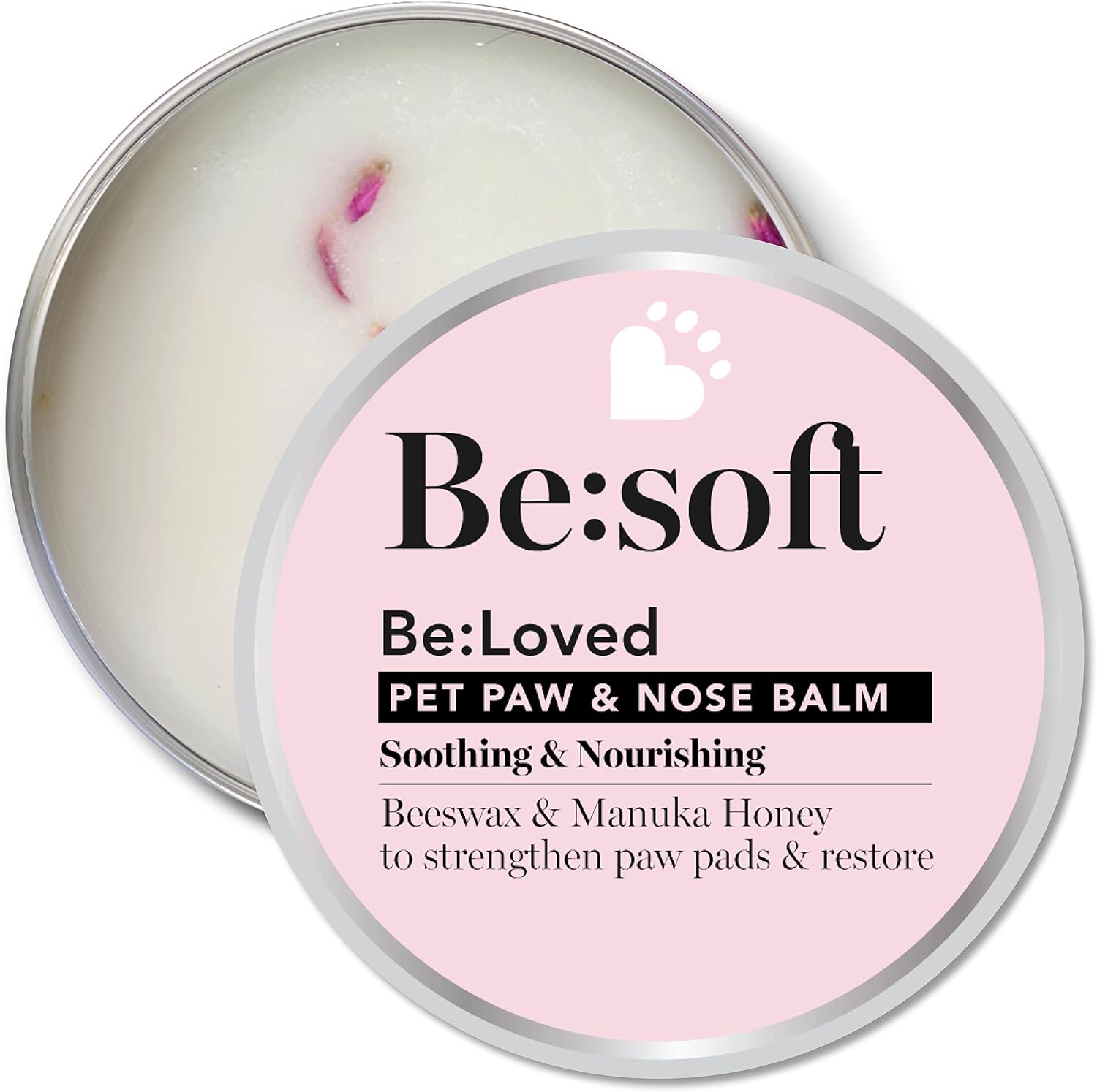 Be:Loved Be:soft - Paw and Nose Balm for Pets, Intense Moisturiser, Tested on Humans, Natural Grooming Care with Shea Butter, Beeswax, Vitamin E, Manuka Honey and more 60g