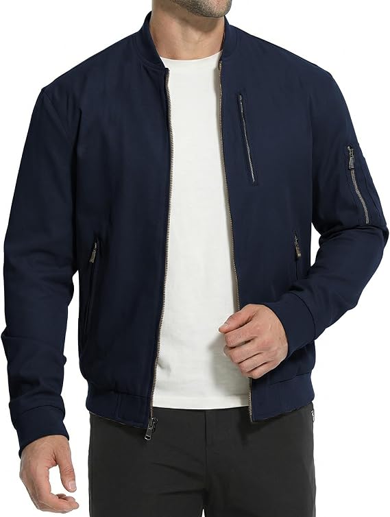 Men's Bomber Jackets Windbreaker Lightweight Zip Up Fall Coats Spring Golf Work Jacket