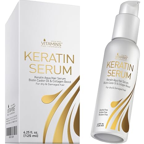 Vitamins Hair Serum Keratin Hair Care Biotin Collagen and Castor Oil Anti Frizz Hair Serum Coconut Oil Heat Protection Finish Protein Treatment for Damaged Dry Hair
