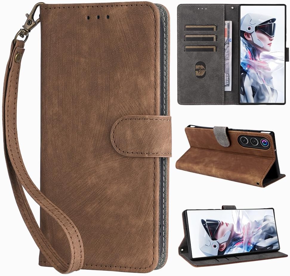 For RedMagic 10 Air Case, Notebook Type Cover 1 x Hanger SUNZHXIN Luxury PU Leather Phone Case 360 Degree Omnidirectional Protection, Dustproof, Shock Absorption, Fall Prevention, Fingerprint