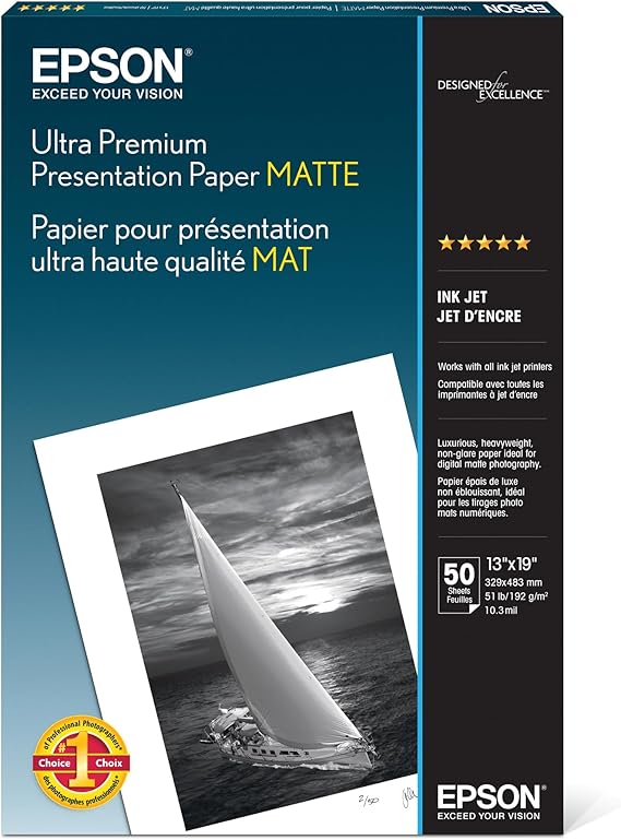 Epson Ultra Premium Presentation Paper MATTE (13x19 Inches, 50 Sheets) (S041339)