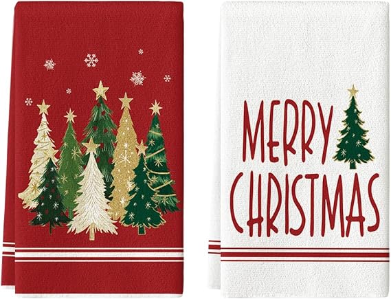 Artoid Mode Red Star Merry Christmas Kitchen Towels Set of 2 18x26 Inch