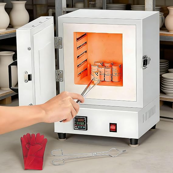 2000w Electric Kiln, Enclosed Muffle Furnace, Kiln for Pottery at Home, Heating Oven for Industrial and Lab, 1150C Metal Melting Furnace, for Dentistry, Jewelry Treatment