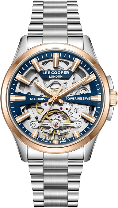Lee Cooper Men's 2035 Movement Watch, Automatic Display and Metal Strap - LC08311.590, Silver