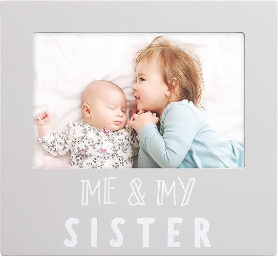 Pearhead Me & My Sister Photo Frame, 4x6 Sibling Picture Frame Gift, Gray | Sibling Photo Frame, Family Keepsake Display, Nursery or Kids Room Decor, Baby Announcement Gift