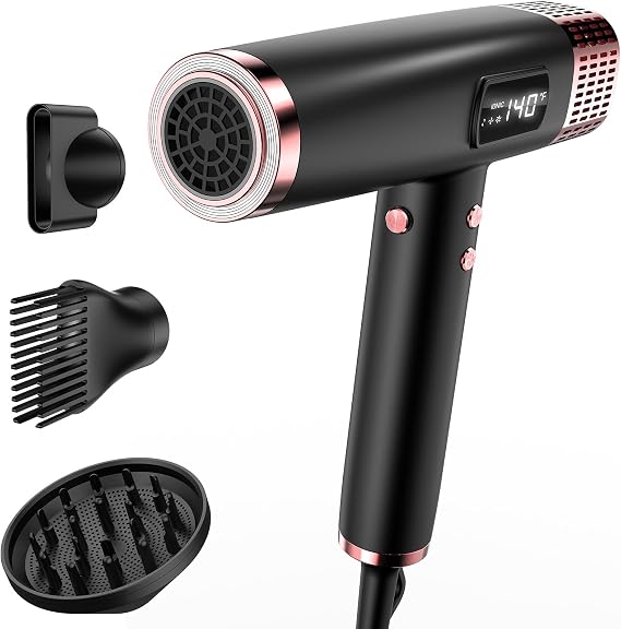 MESCOMB Hair Dryer with Diffuser, Dual Voltage Travel Blow Dryer,0.77 lb
