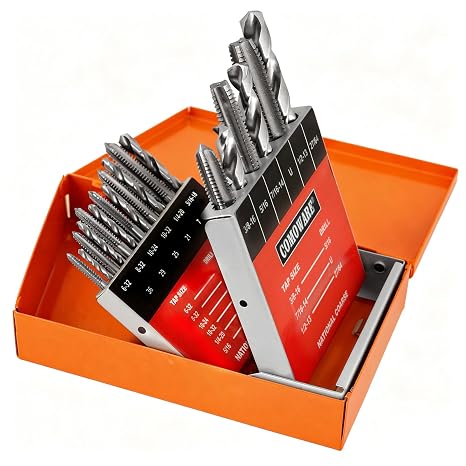 SAE Drill and Tap Sets, M2 Jobber Length Drill Bits with Metal Indexed Case