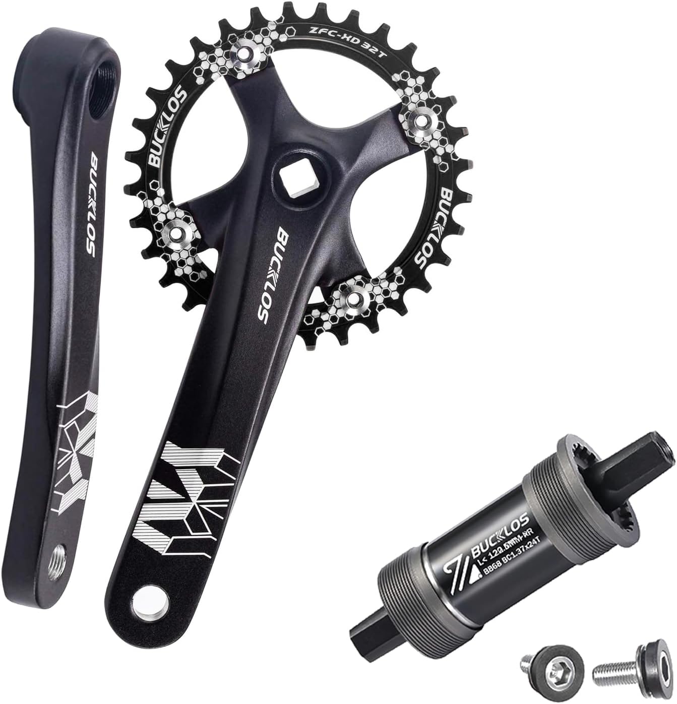 BUCKLOS Square Taper BSA Bottom Bracket-68x122.5&Single Speed Square Taper Crankset -170mm 40T Cranksets Bicycle Crank Set with 104BCD Round Chainring