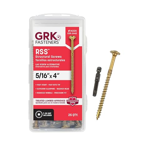 GRK Fasteners RSSTM 5/16 x 4 Rugged Structural Framing Screws, 25 PCS