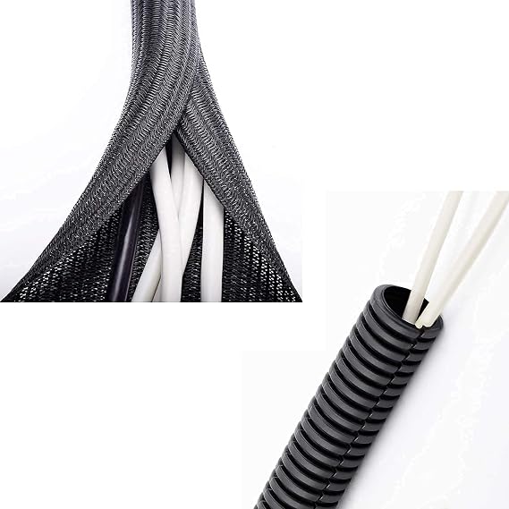 ZhiYo Braided Cable Sleeve(6.5ft 1'') & Wire Loom Split Tubing(10ft 3/4) Bundle
