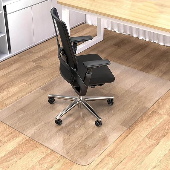 Chair Mat for Rolling Chairs, 46" 50'' 56'' 60" 64'' 72'' Clear Chair Mats for Carpeted Floors, Non-Slip Computer Under Desk PVC Floor Mat for Work Gaming Chairs, Easy to Clean