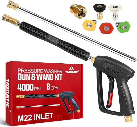 YAMATIC Pressure Washer Gun with Extension Wand, 4000 PSI 5 Nozzle