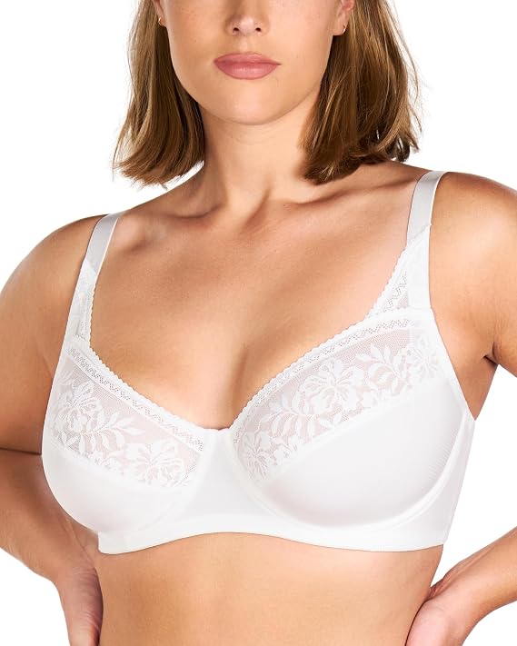 HSIA Minimizer Bras for Women, Full Coverage Lace Bra Unlined Underwire Plus Size Bras for Heavy Breast White