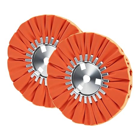 8" Airway Buffing Wheel, Orange, 5/8" Arbor Hole, 16-Ply Medium Polish Wheel for Aluminum & Metal Polishing-2 pcs
