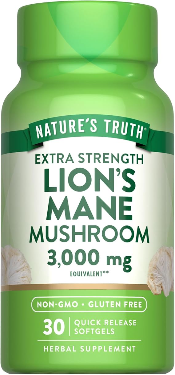 Nature's Truth Lions Mane Mushroom Softgels | 30 Count | Extra Strength