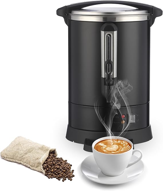Takywep Double-wall Coffee Urn 80 Cup,12L/3.2 gal Commercial Coffee Maker for Buffet Catering Party,Fast Blow and Heat Maintenance Hot Beverage Dispenser,Hot Water Urn