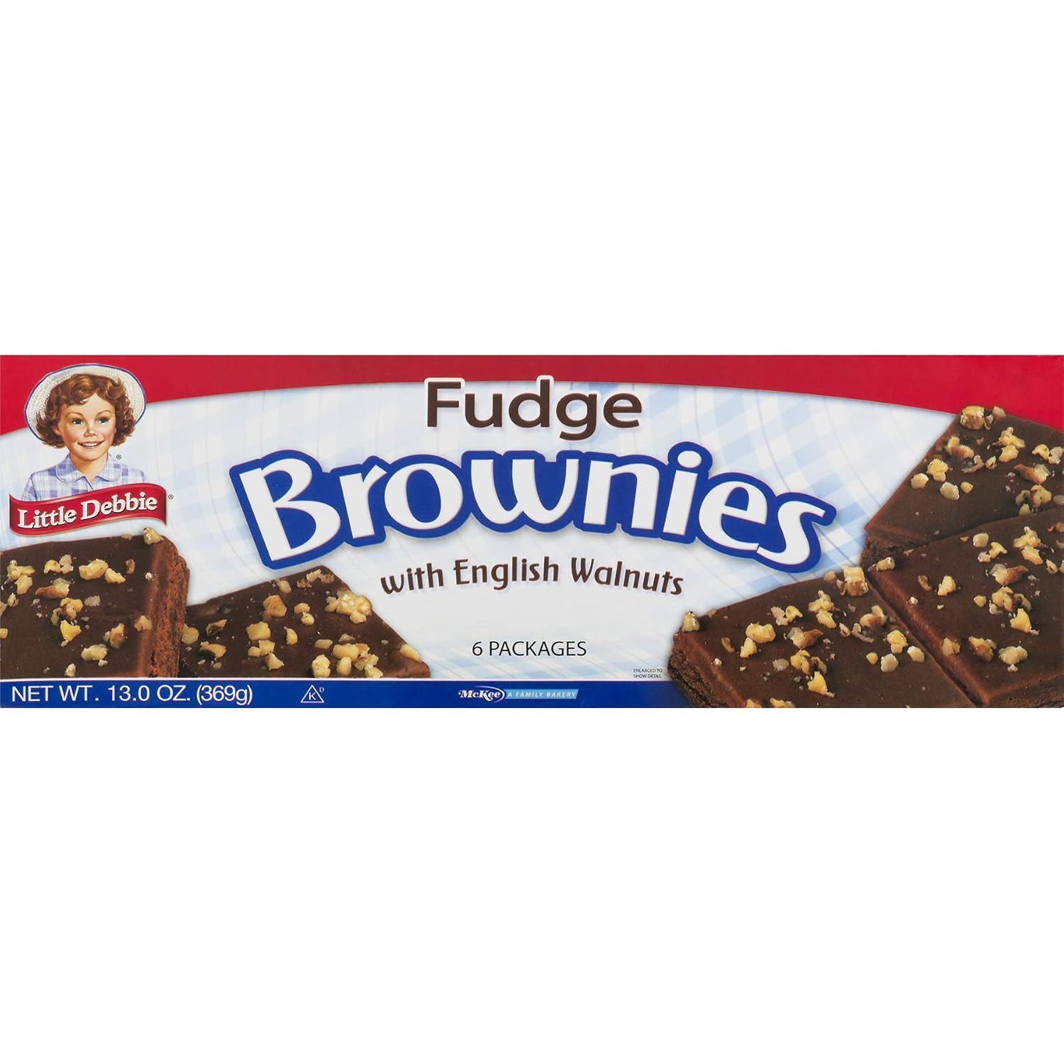 Little Debbie Fudge Brownies with English Walnuts 6 count 13 oz Box - Pack of 4