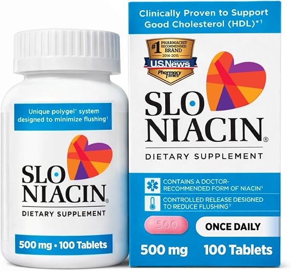 Slo-Niacin Polygel Controlled-Release Niacin, 500 mg, 100 Count