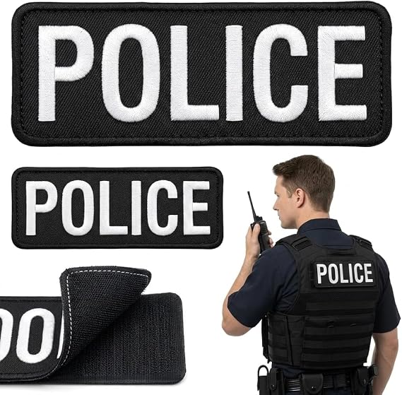 2 Pack Embroidered Patches with Hook and Loop Fastener Black