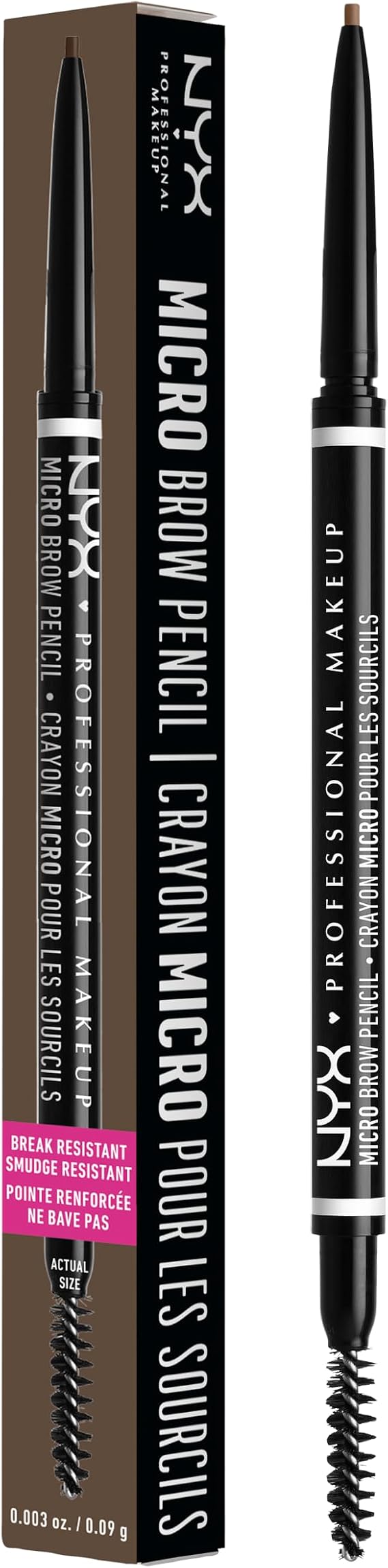 NYX Professional Makeup Brow Pencil Micro Brow Dual Ended Spoolie, Taupe