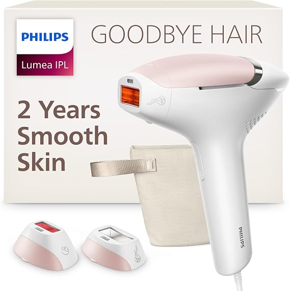 Philips Lumea IPL Salon-like Laser Hair Removal, Permanent Hair Reduction Device At Home for Body & Facial Hair Removal for Women with Unique UV Filter for Face 5 Settings, Skin Sensors, BRI932/03