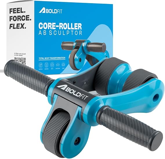 Boldfit Abs Roller for Men & Women Premium Ab Wheel Roller Stomach Abs Roller for Home Workout, Gym Ab Roller for Men Abs Workout Equipment for Abdominal Ab Roller Home Exercise Equipment - Blue