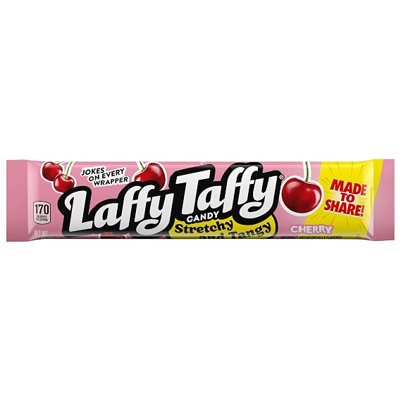 Laffy Taffy Cherry Chewy Candy, Individually Wrapped, 1.5 oz Bars, 24 Ct