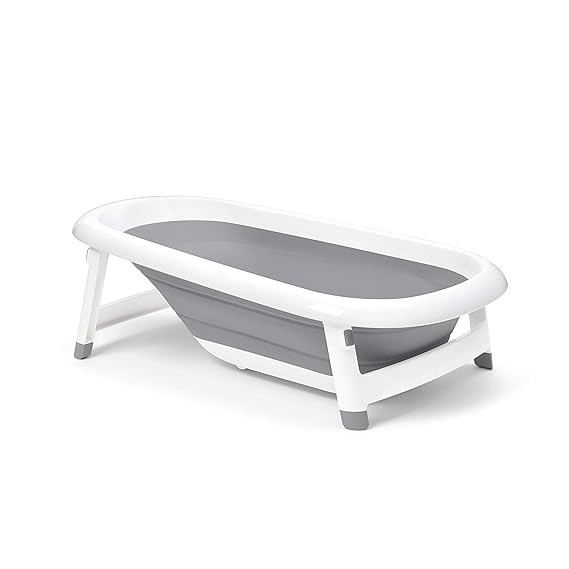 OXO Tot Splash & Store Bathtub | Baby Bathtub | Newborn Baby Essentials | for Keeping Bathtime Secure & Tidy | 0-18 Months | Tub Folds Flat for Compact Storage