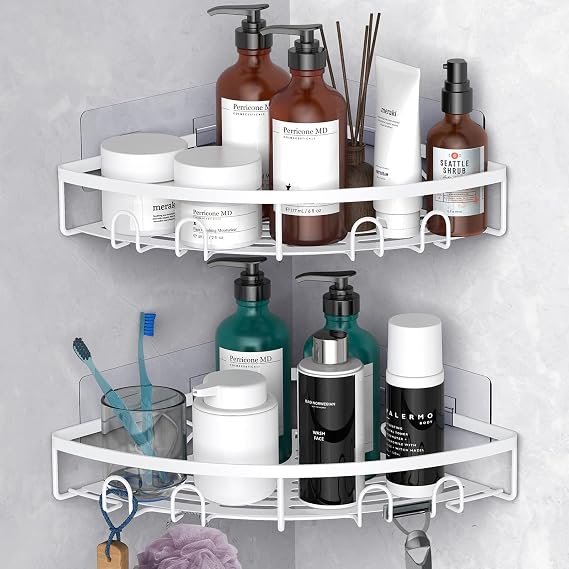 Corner Shower Caddy for Bathroom Storage,White,2 Pack