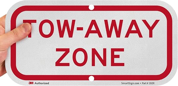 SmartSign Tow-Away Zone Sign | 6" x 12" 3M Engineer Grade Reflective Aluminum, Made in USA