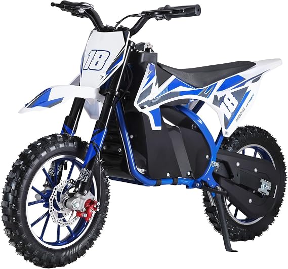 Electric Dirt Bike, Kids Electric Motocross Bike, Off Road Mini Motorcycle, Electric Pocket Motorbike with High-Performance Motor and Battery, 10 Inch Tires, Stable Circuit System Blue