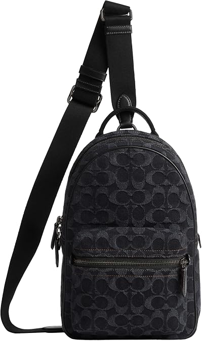 COACH Women's Charter Pack in Signature, Black Denim, M
