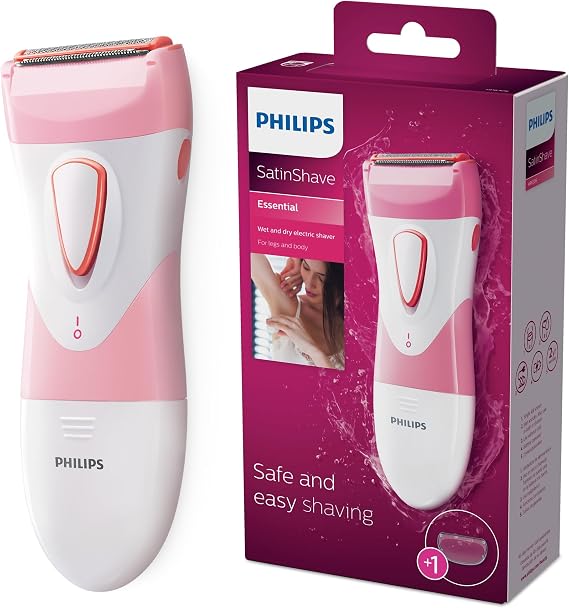 Philips SatinShave Essential Womens Wet & Dry Electric Shaver for Legs & Body, Cordless, with Hypoallergenic Foil, HP6306/50