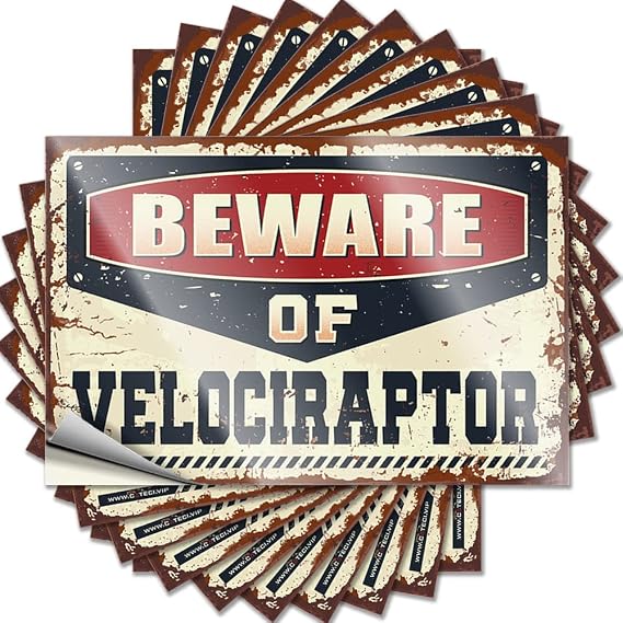 Car Stickers Funny Beware of Velociraptor Funny Sticker 10 Pcs Funny Bumper Car Bandaid Sticker(6X9CM)