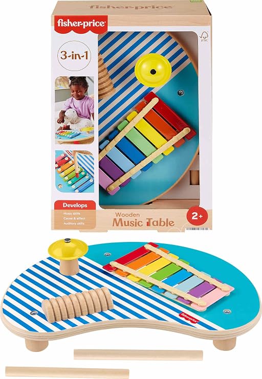Fisher-Price Ahşap Müzik Keyfi 3 Ahşap Parçadan Oluşan Perküsyon Enstrümanları HXT91