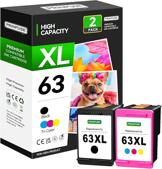 63XL Ink Cartridges Combo Pack Compatible for HP Ink 63