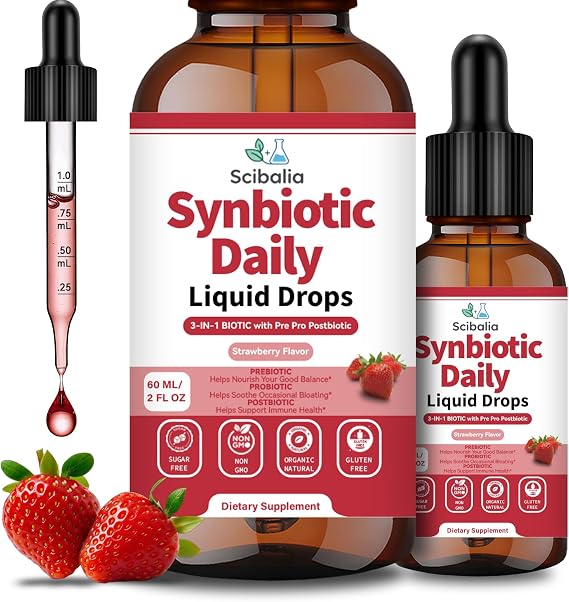 Synbiotic Probiotic Prebiotic Post -biotic Liquid Drops for Women Men