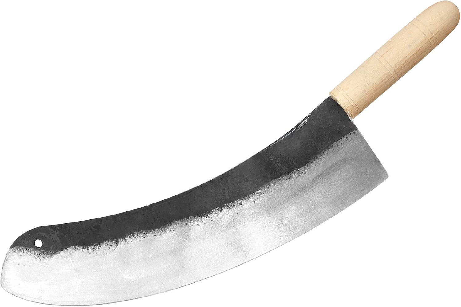 Healinnova Carbon Steel Handmade Forged Gourmet Professional Chef Chopping Curved Mince Knife Kebab Large Blade Kitchen Cleaver - Pizza Cutting Show 15.740cm