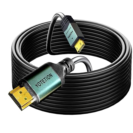 Mini HDMI to HDMI Cable 50FT, High Speed 4K 60Hz HDMI 2.0 Cord, Compatible with Camera, Camcorder, Tablet and Graphics/Video Card, Laptop, Raspberry Pi Zero W