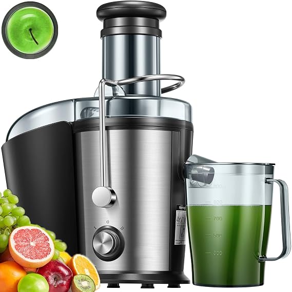 800W Centrifugal Juicer Machines with Large 3'' Feed Chute for Whole Fruits & Vegetables Easy to Clean with Brush, 304 Stainless Steel Juice Extractor with Dual Speeds, Anti-Drip & BPA-Free