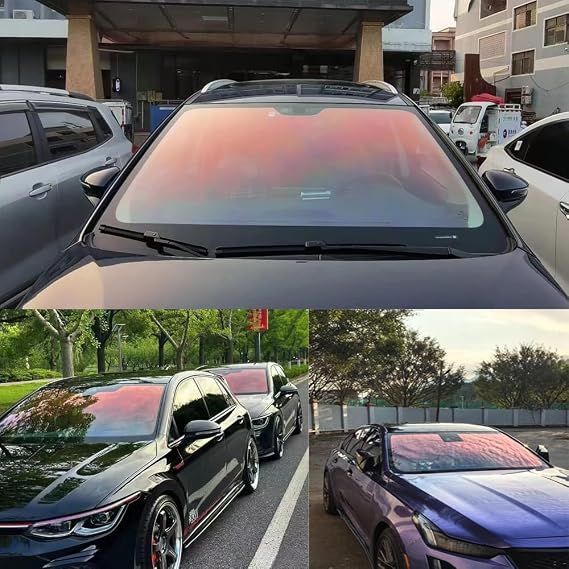 XhuangTech Car Window Tint Film, 80% VLT Chameleon Car Window Tint Film Chameleon Red Purple, 90% Heat Insulation Anti Glare Window Film, Car Tint Solar Film for Windshield/Side Window (0.5x3M)