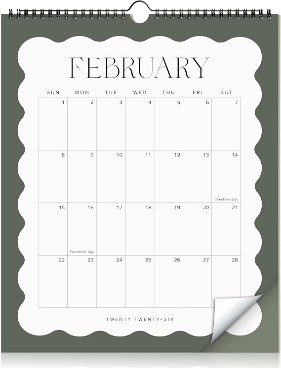Aesthetic 2026 Wall Calendar - Runs Until December 2026 - Modern Design