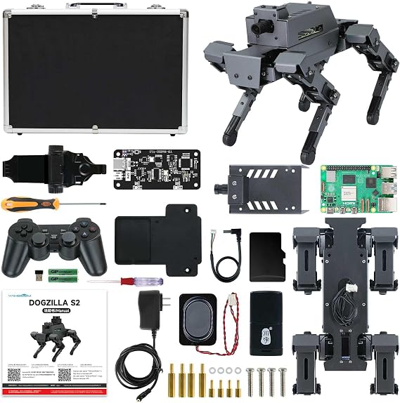 Yahboom Robot Dog with RPi 5 AI Model Voice Embodied Intelligence OpenCV Programmable Bionic Quadruped AI Robotic Dog,for Educational Python Programming(S1 with Pi 5-4G+Aluminum Box)