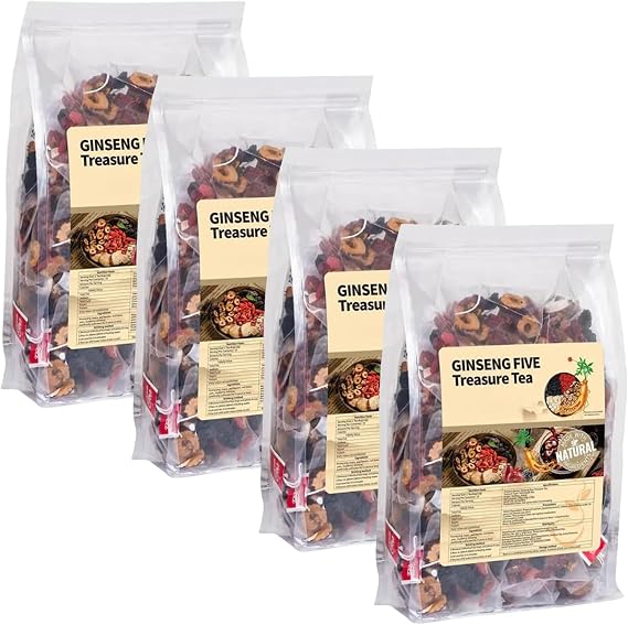 Ginseng Six Treasure Tea, Ginseng & Mulberry Herbal Tea, Ginsengs Five Treasures Tea Kidney Teas, 7 Precious Ingredients Formula, Kidney Care TeaBags for Women and Men (4 pack (100pcs))