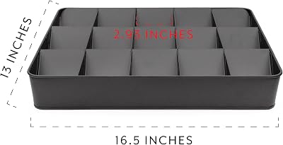 Toy Vault Enamelware Card Sorting Tray 15-Slot; Large Black Metal Card Tray Organizer for CCG Games and Board Games