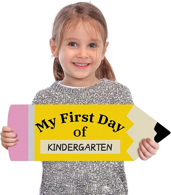 First Day of School Board - Double-Sided Printing Pencil First and Last Day of School Sign - 1st Day of Kindergarten Preschool Chalkboard for Back to School Supplies Kids Girls Boys