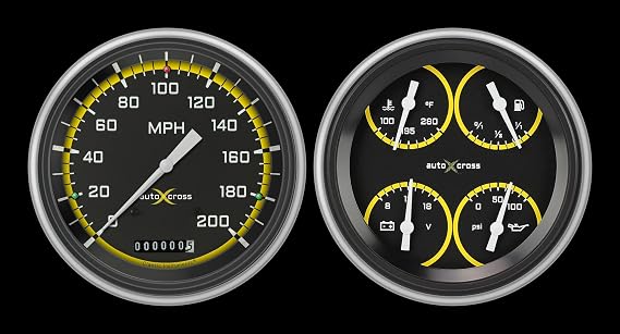 Classic Instruments CH51AXY52-LS Autocross Yellow Direct Fit Gauge Package LS Swap Fits 1951-1952 Chevy Car